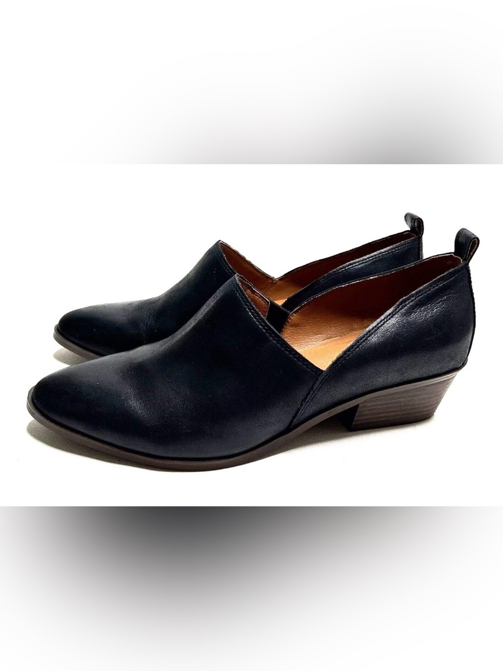 Lucky Brand Black Leather Low Heel Slip-On Mules